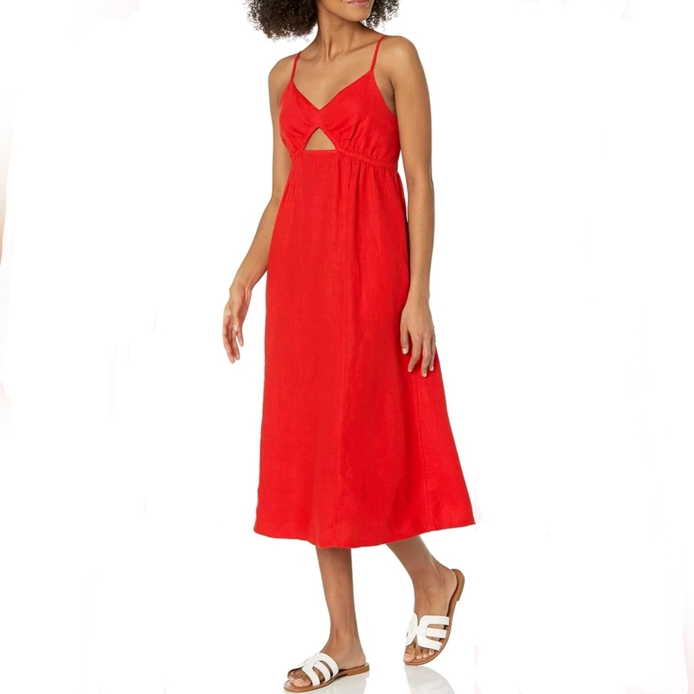 The Drop Maci Linen Midi Dress M Red